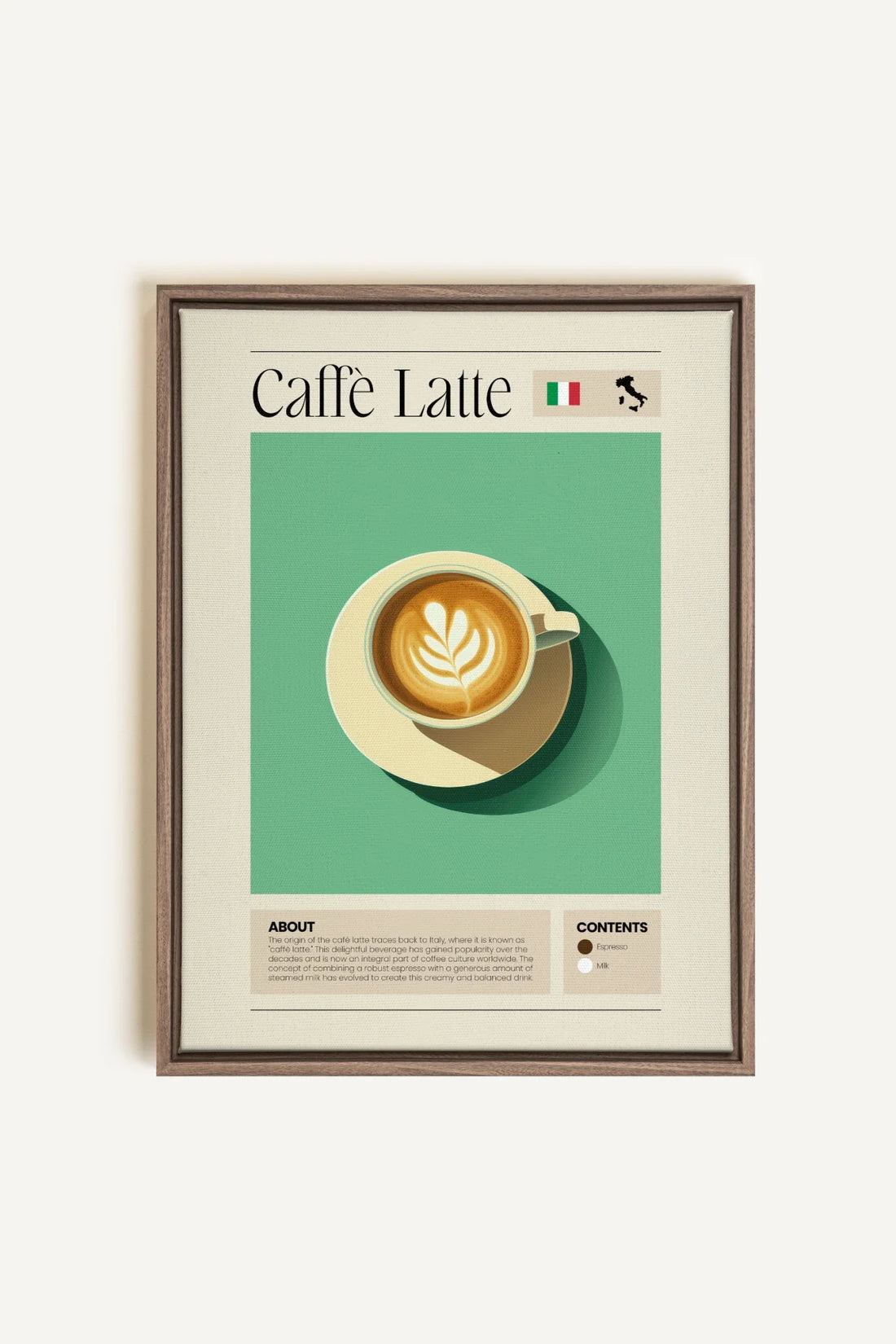 OLEKA CANVAS - CAFFÈ LATTE, Oeuvre sur toile étirée, encadré Brun Chêne