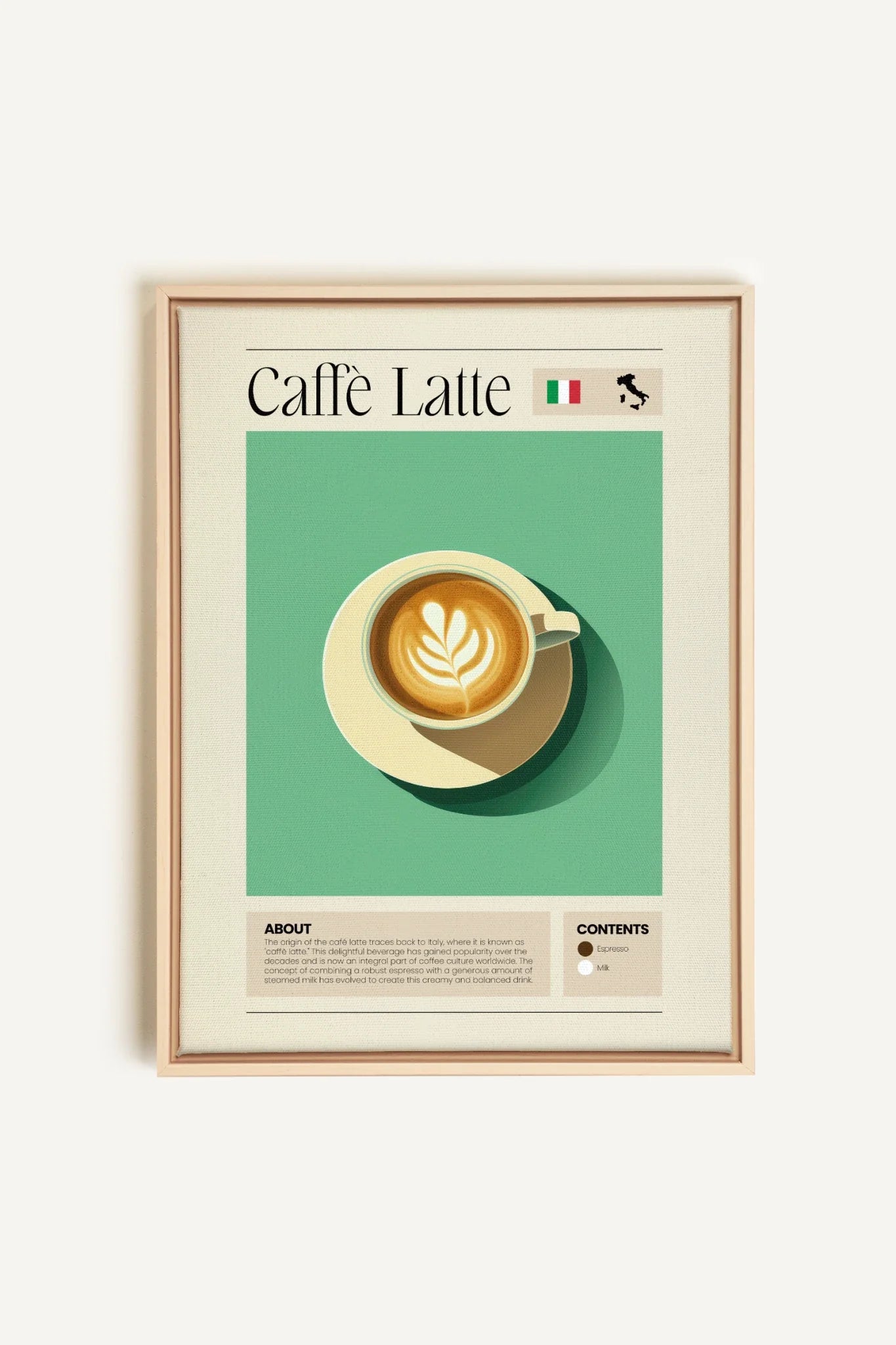 OLEKA CANVAS - CAFFÈ LATTE, Oeuvre sur toile étirée, encadré Naturel Clair