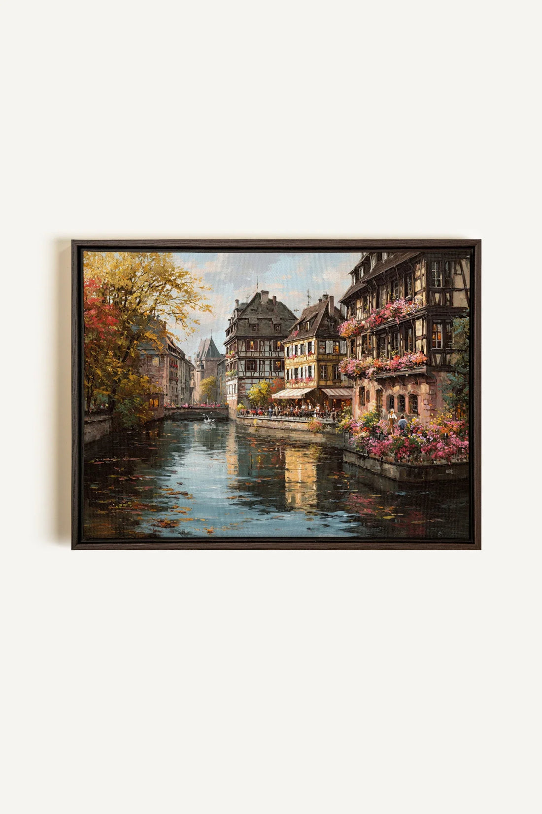OLEKA CANVAS - CANAL OF PETALS, Oeuvre sur toile étirée, encadré Brun Noyer