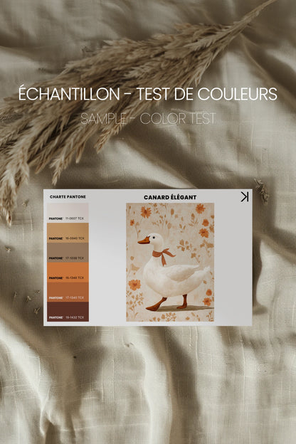 CANARD ÉLÉGANT, Oeuvre sur toile rigide, encadré Vintage Or
