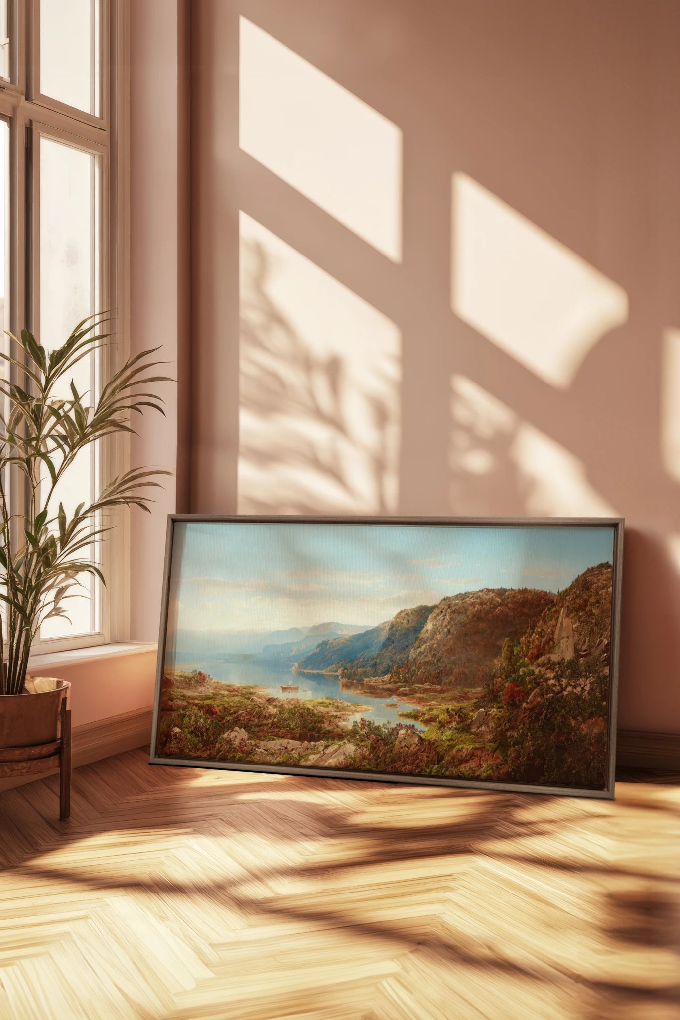 CANYON OF LIGHT, Work on stretched canvas, framed Oak Brown