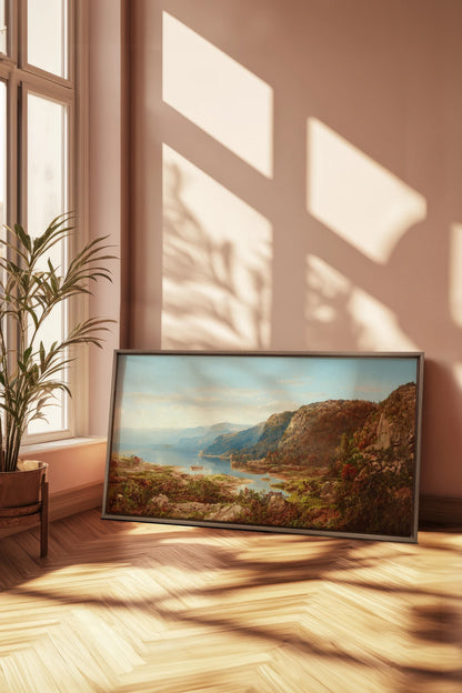 CANYON OF LIGHT, Work on stretched canvas, framed Oak Brown