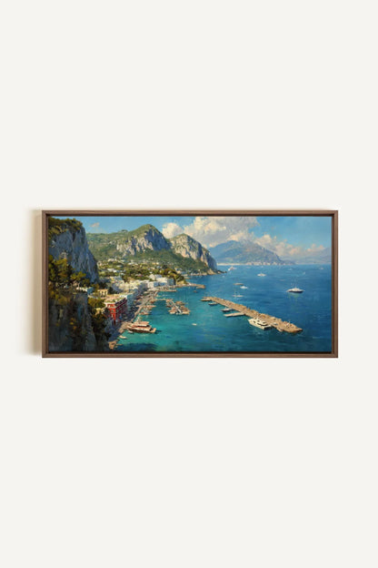 OLEKA CANVAS - CAPRI ESCAPE, Oeuvre sur toile étirée, encadré Brun Chêne