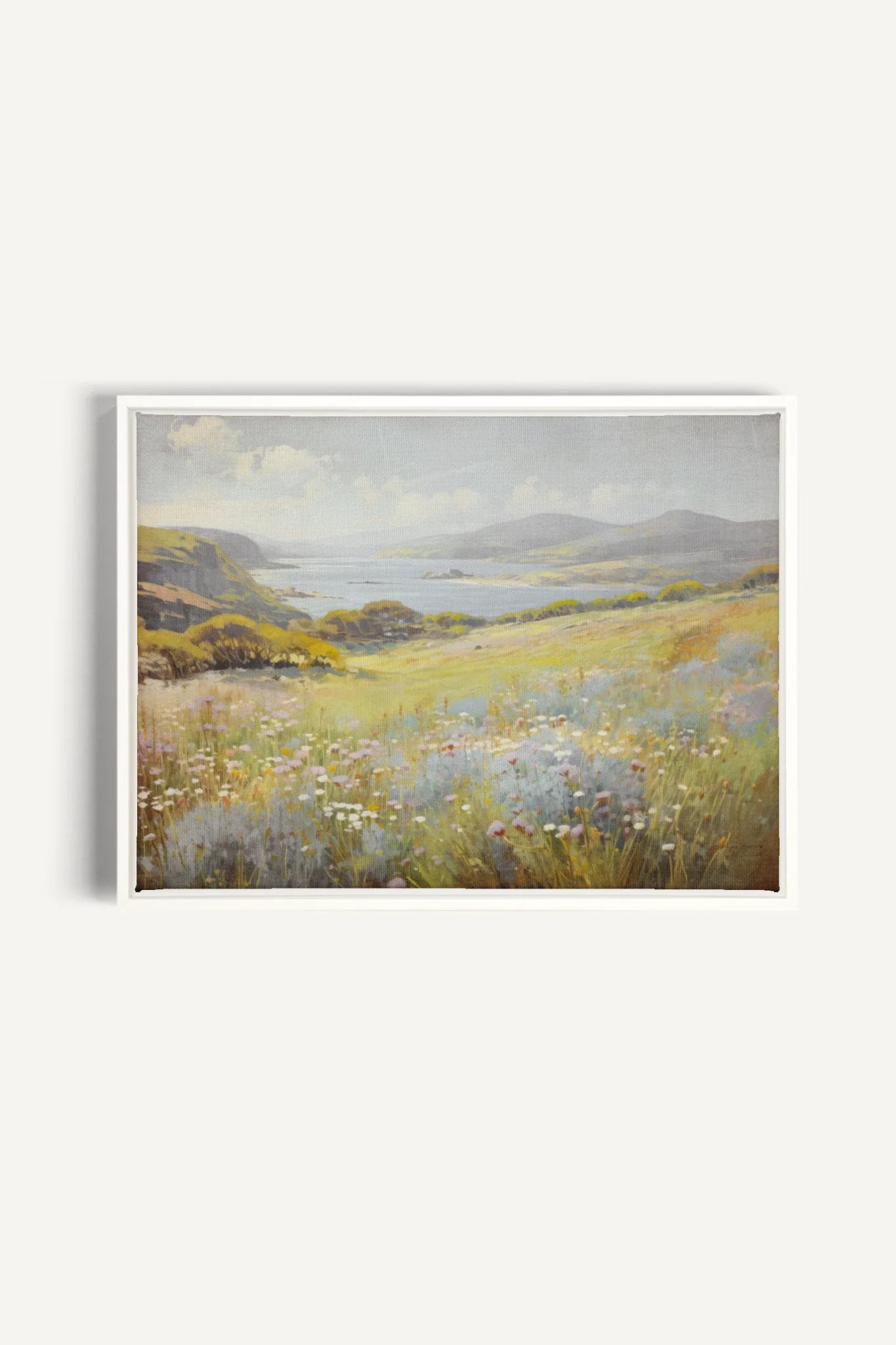 OLEKA CANVAS - Cascade retreat, Oeuvre sur toile étirée, encadré Blanc