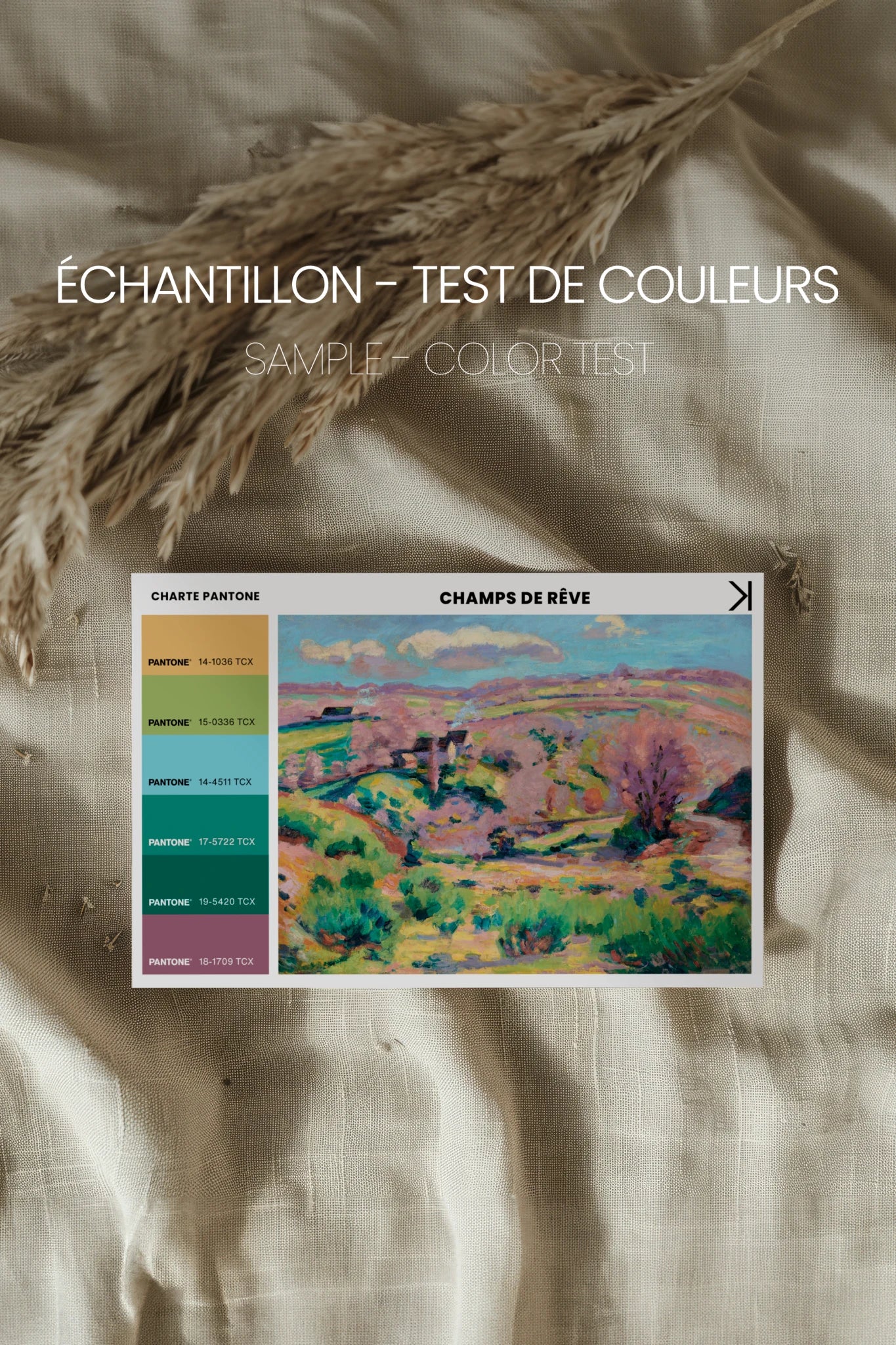 CHAMPS DE RÊVE, Oeuvre sur toile rigide, encadré Vintage Or