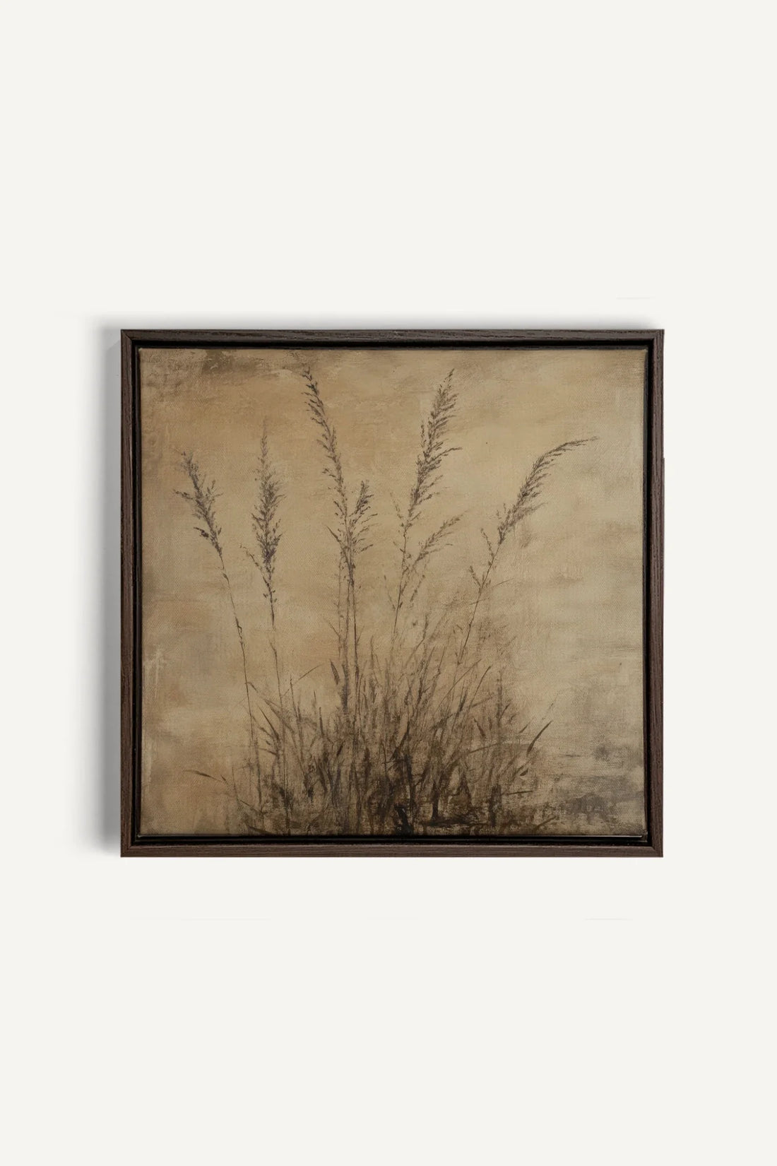 OLEKA CANVAS - CHAMPS OUBLIÉS, Oeuvre sur toile étirée, encadré Brun Noyer