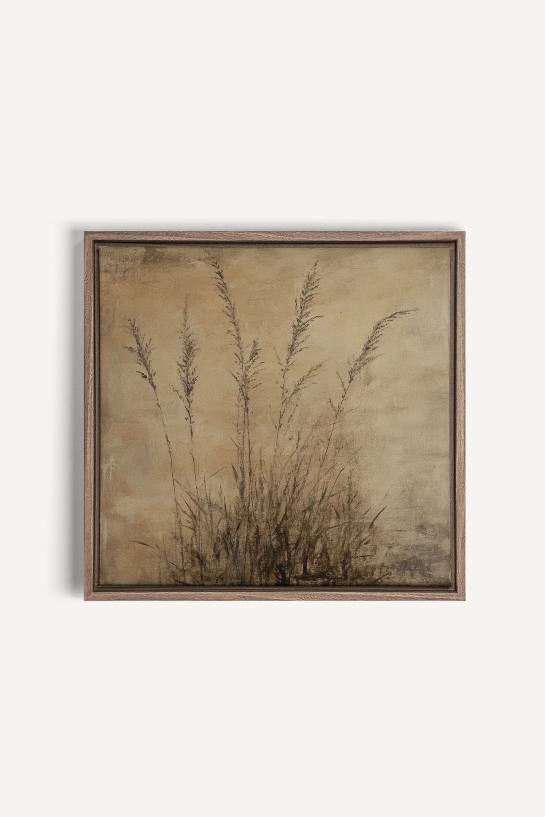 OLEKA CANVAS - CHAMPS OUBLIÉS, Oeuvre sur toile étirée, encadré Brun Chêne