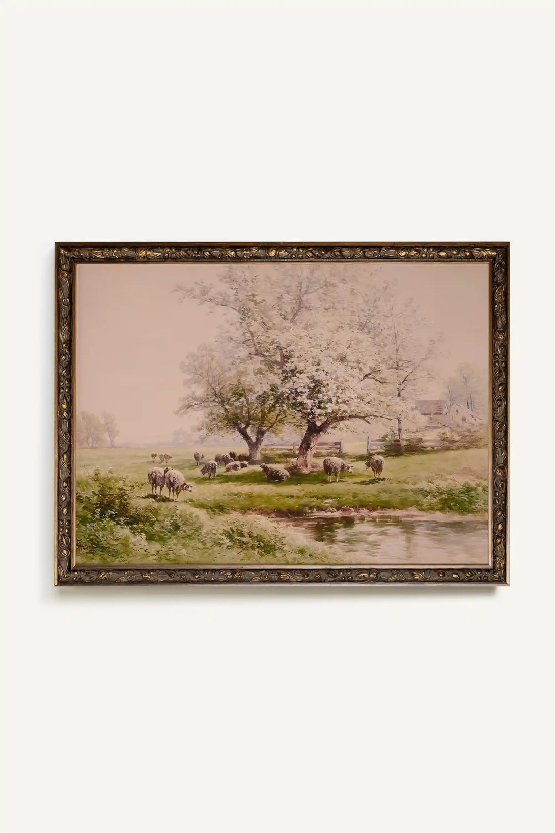 CHAMPS EN FLEURS, Oeuvre sur toile rigide, encadré Vintage Bronze