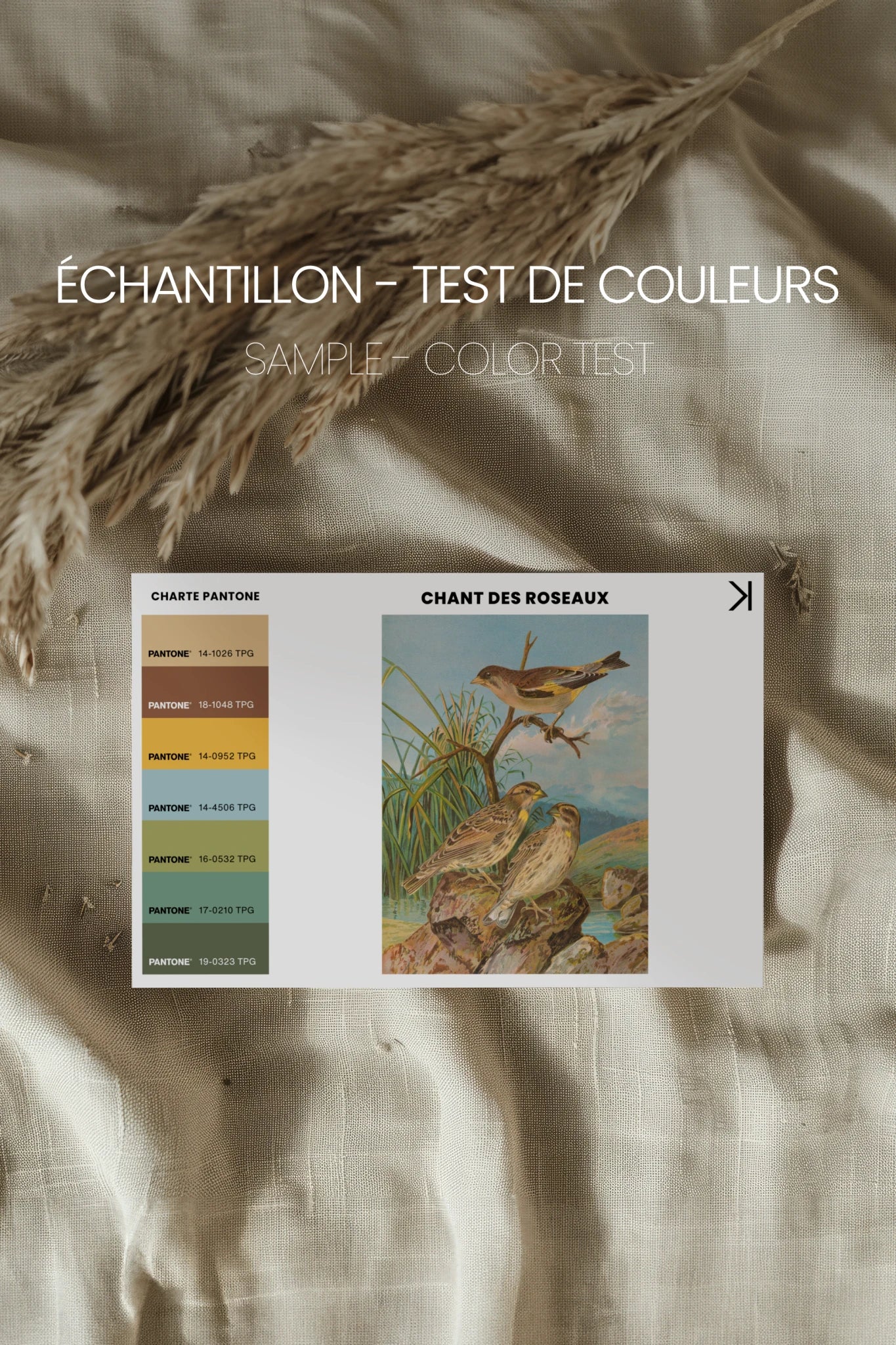 CHANT DES ROSEAUX, Artwork on rigid canvas, framed in Vintage Bronze