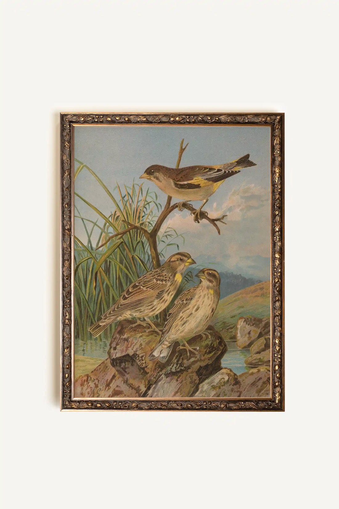 CHANT DES ROSEAUX, Artwork on rigid canvas, framed in Vintage Bronze