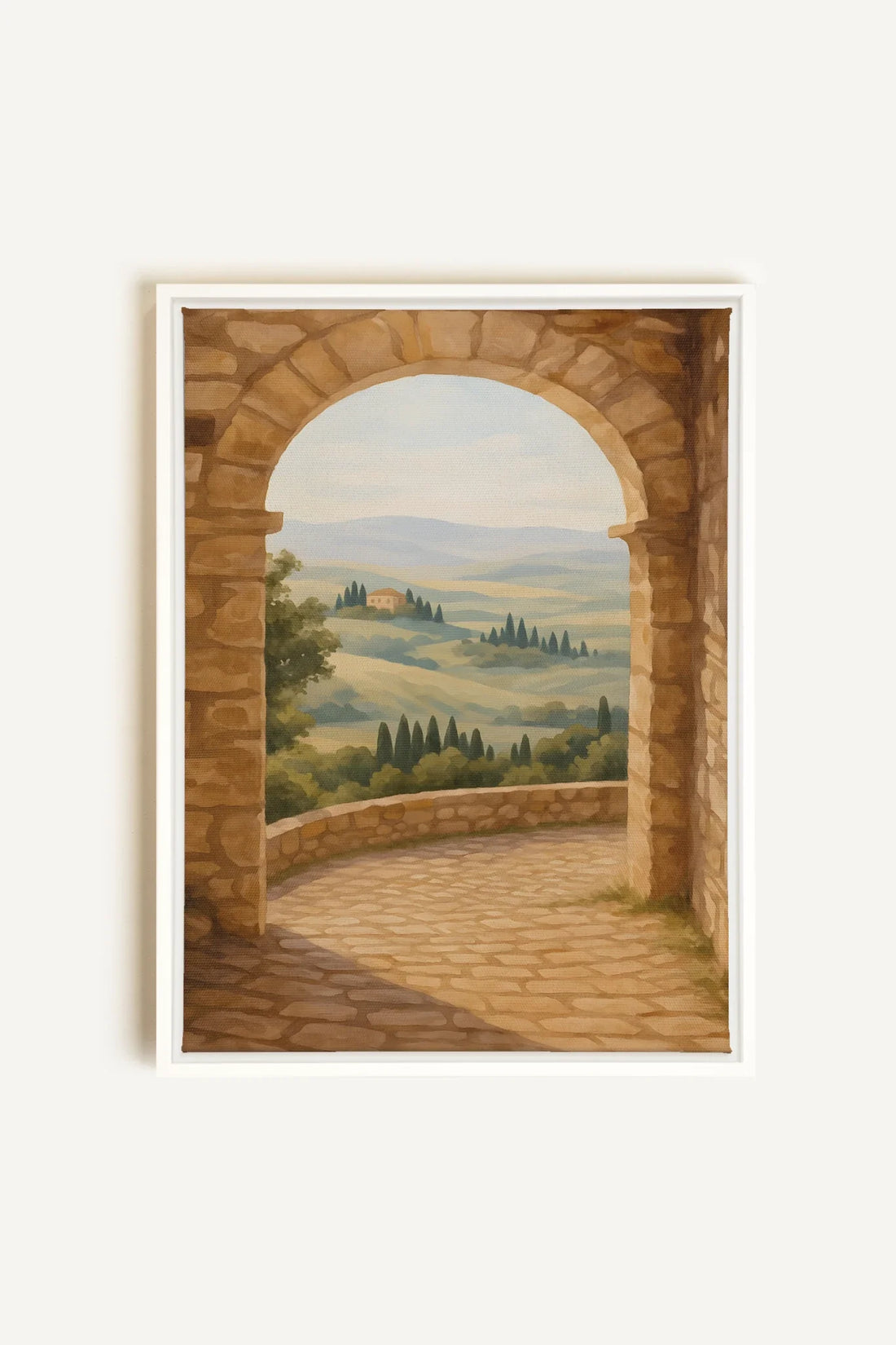 OLEKA CANVAS - CHEMIN DORÉ, Oeuvre sur toile étirée, encadré Blanc