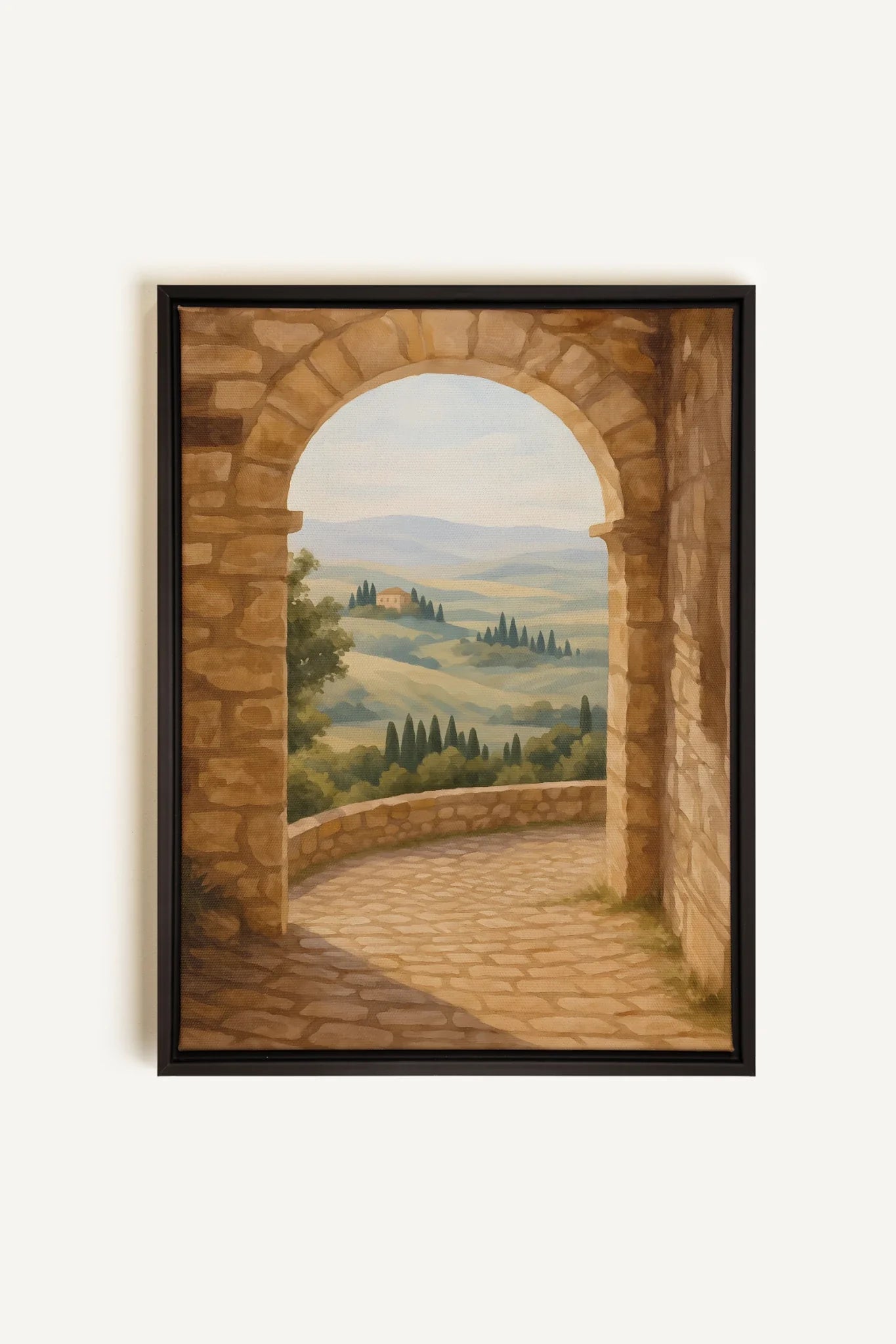 OLEKA CANVAS - CHEMIN DORÉ, Oeuvre sur toile étirée, encadré Noir