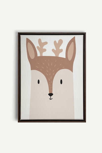 OLEKA CANVAS - CHEVREUIL, Oeuvre sur toile étirée, encadré Brun Noyer