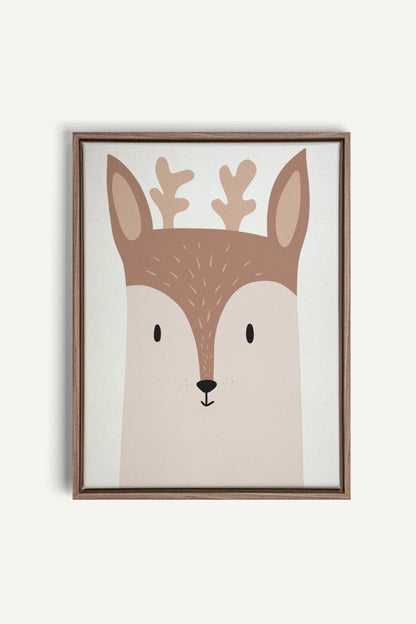 OLEKA CANVAS - CHEVREUIL, Oeuvre sur toile étirée, encadré Brun Chêne