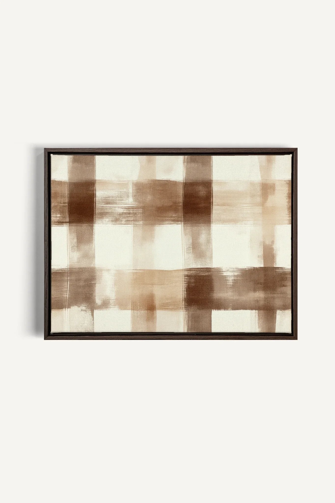 OLEKA CANVAS - CHIC PLAID, Oeuvre sur toile étirée, encadré Brun Noyer
