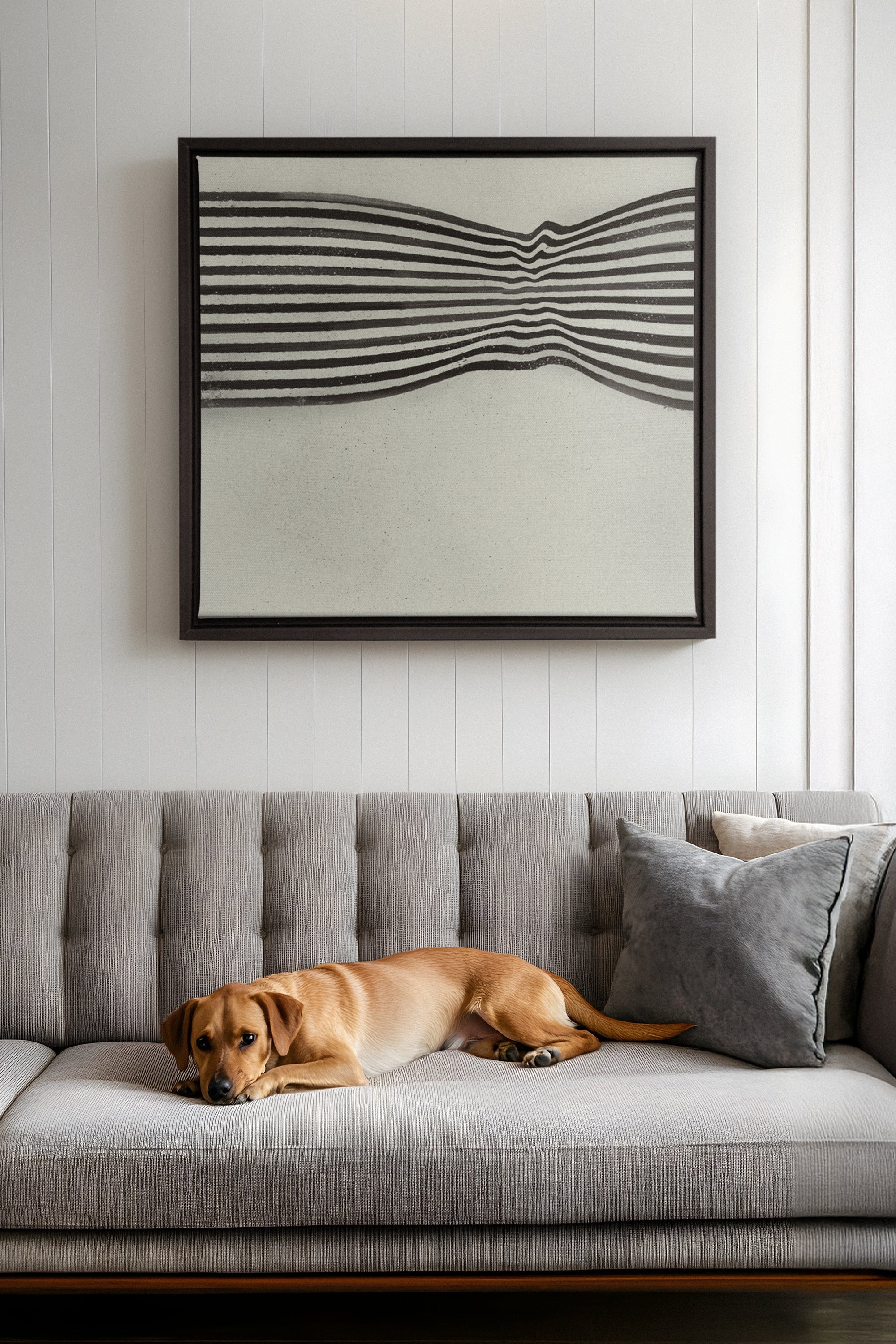 OLEKA CANVAS - INFINITE STRIPES, Oeuvre sur toile étirée, encadré Noir