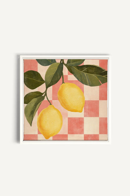 OLEKA CANVAS - CITRONNADE VINTAGE, Oeuvre sur toile étirée, encadré Blanc