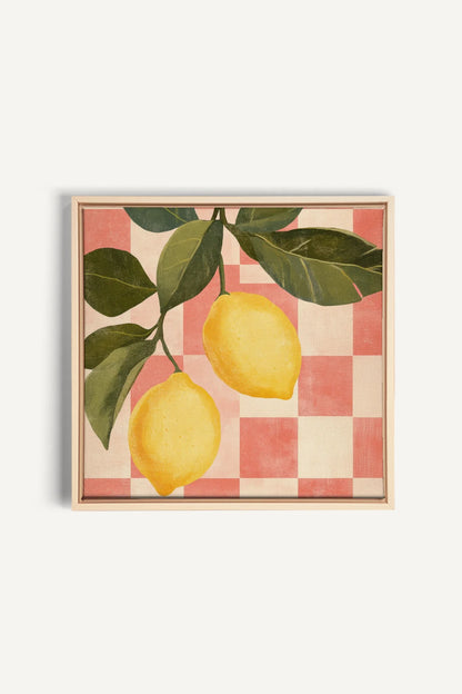 OLEKA CANVAS - CITRONNADE VINTAGE, Oeuvre sur toile étirée, encadré Naturel Clair