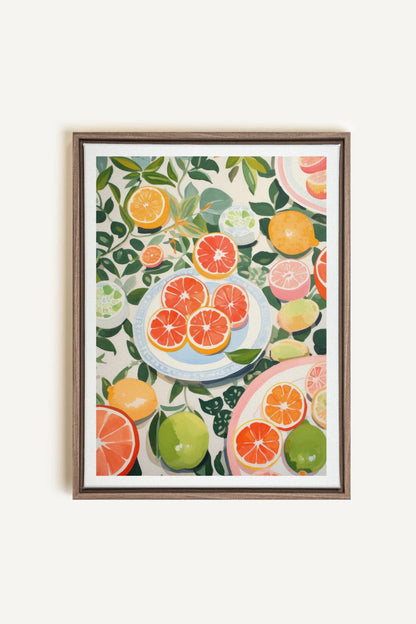 OLEKA CANVAS - CITRUS DELIGHT, Oeuvre sur toile étirée, encadré Brun Chêne