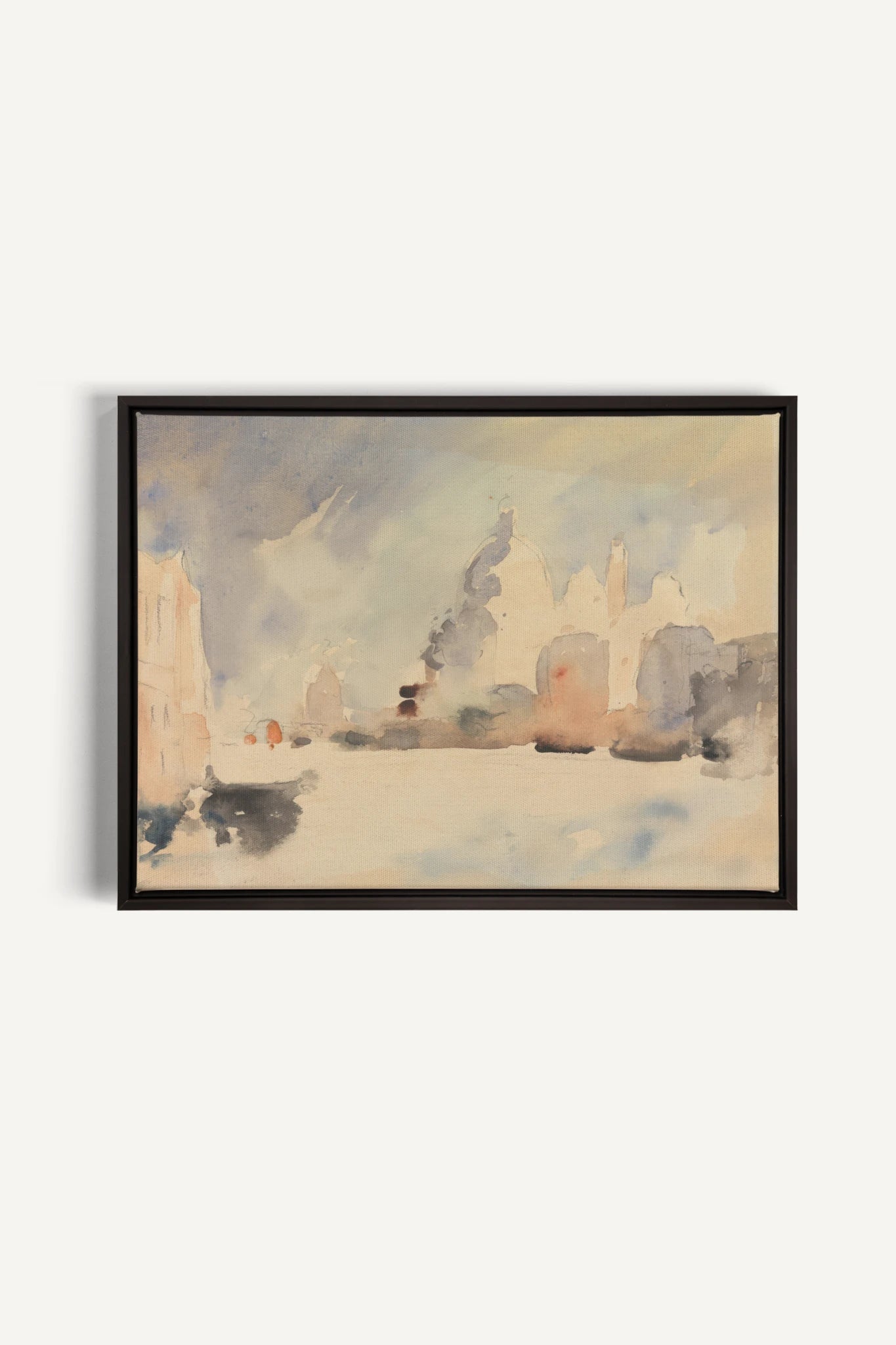 CITY IN MIST, Work on stretched canvas, framed Black