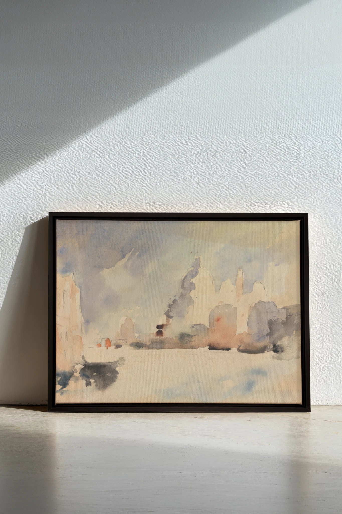 CITY IN MIST, Work on stretched canvas, framed Black