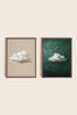 OLEKA CANVAS - CLOUD SET, 2 Oeuvres sur toile étirée, encadré Brun Chêne