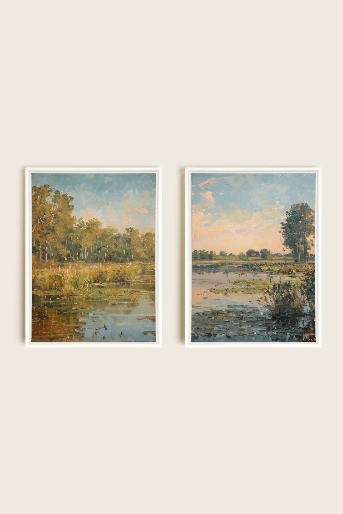 OLEKA CANVAS - COMBINAISON CROATIAN WATERS, 2 Oeuvres sur toile étirée, encadré Blanc