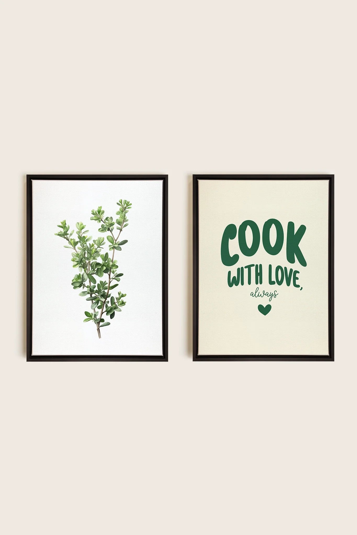 OLEKA CANVAS - COMBINAISON CUISINE, 2 Oeuvres sur toile étirée, encadré Noir