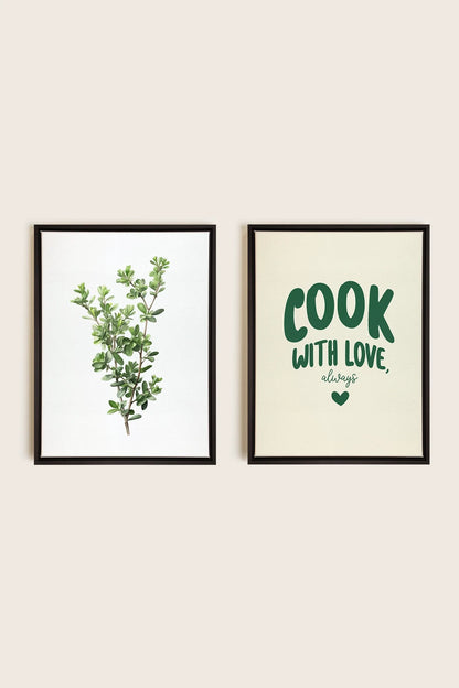 OLEKA CANVAS - COMBINAISON CUISINE, 2 Oeuvres sur toile étirée, encadré Noir