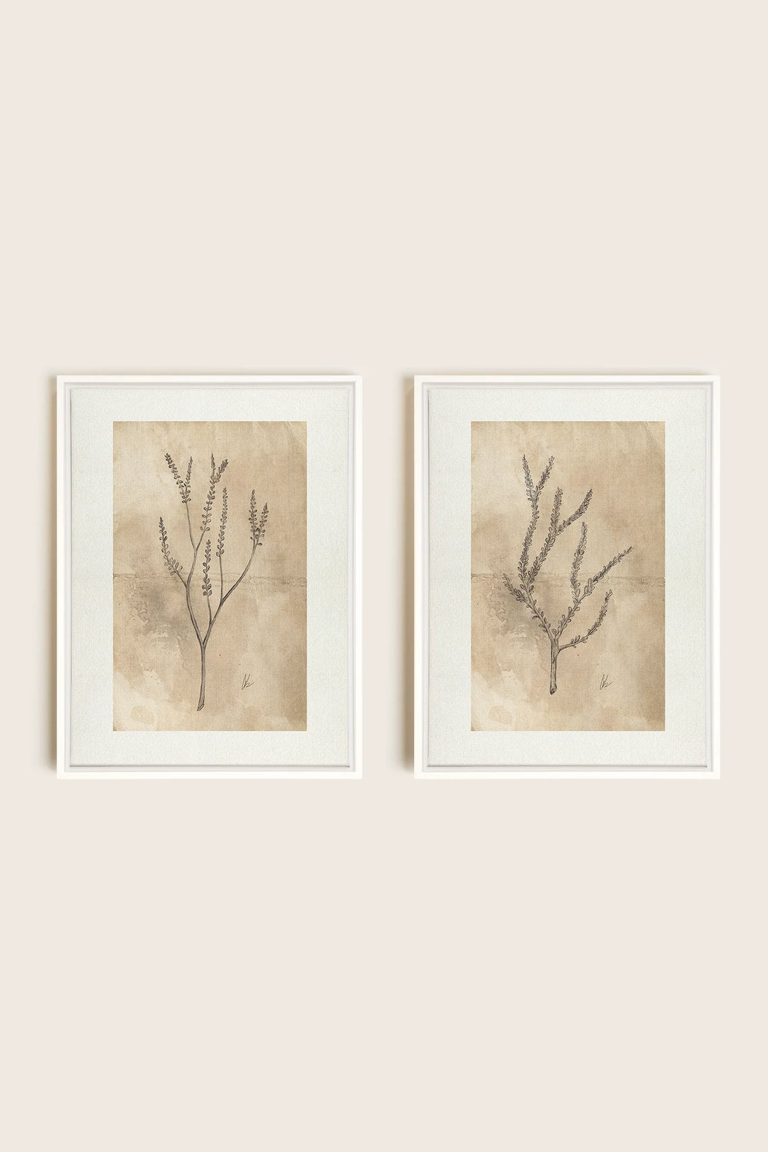 OLEKA CANVAS - COMBINAISON JADE WILSON, 2 Oeuvres sur toile étirée, encadré Blanc