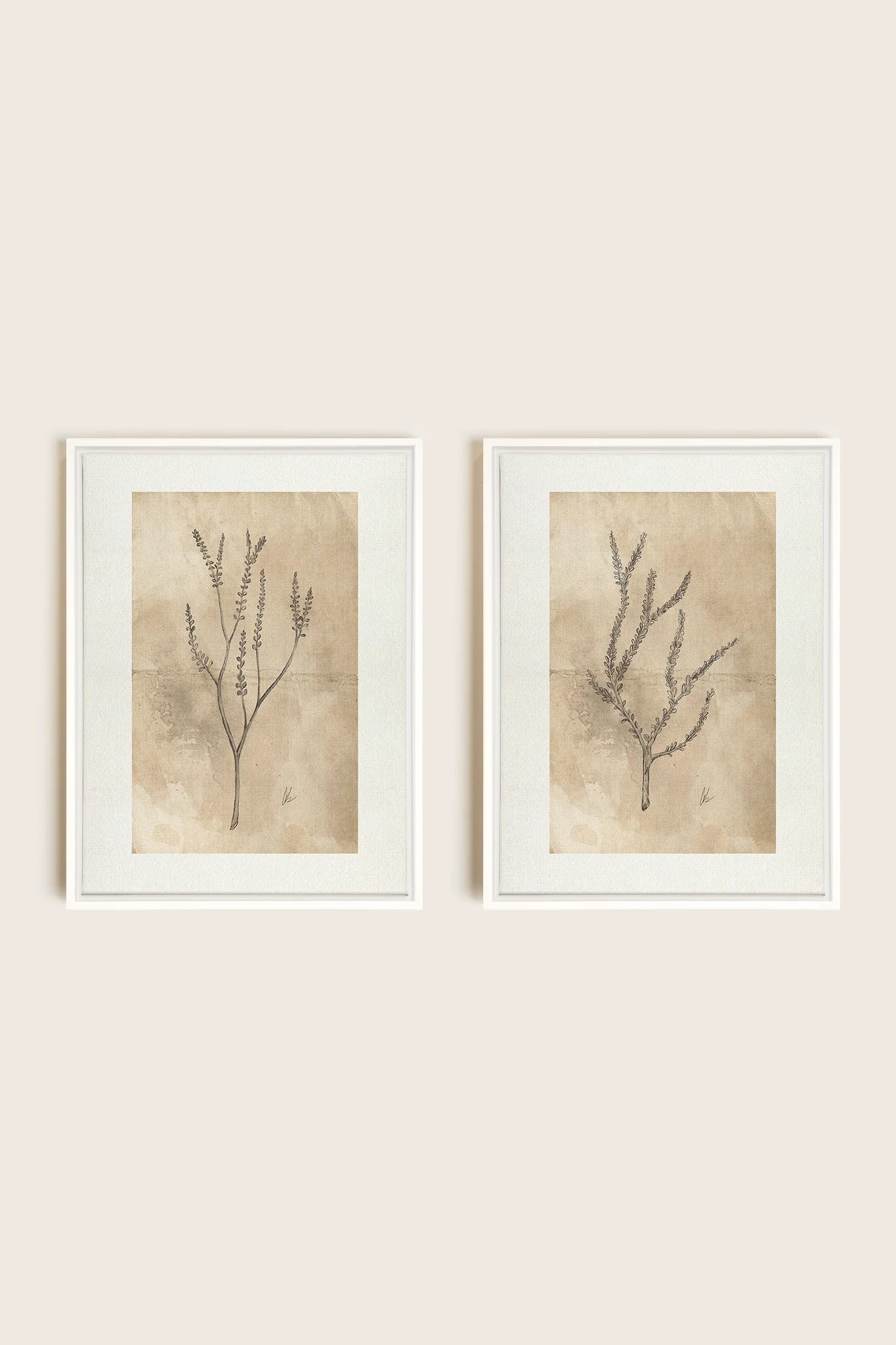 OLEKA CANVAS - COMBINAISON JADE WILSON, 2 Oeuvres sur toile étirée, encadré Blanc