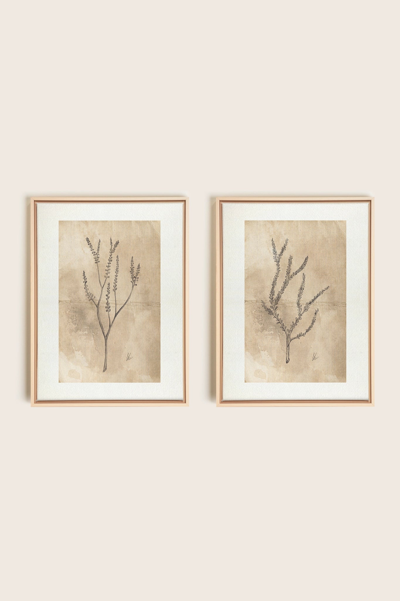 COMBINAISON JADE WILSON, 2 Artworks on stretched canvas, framed Natural Light