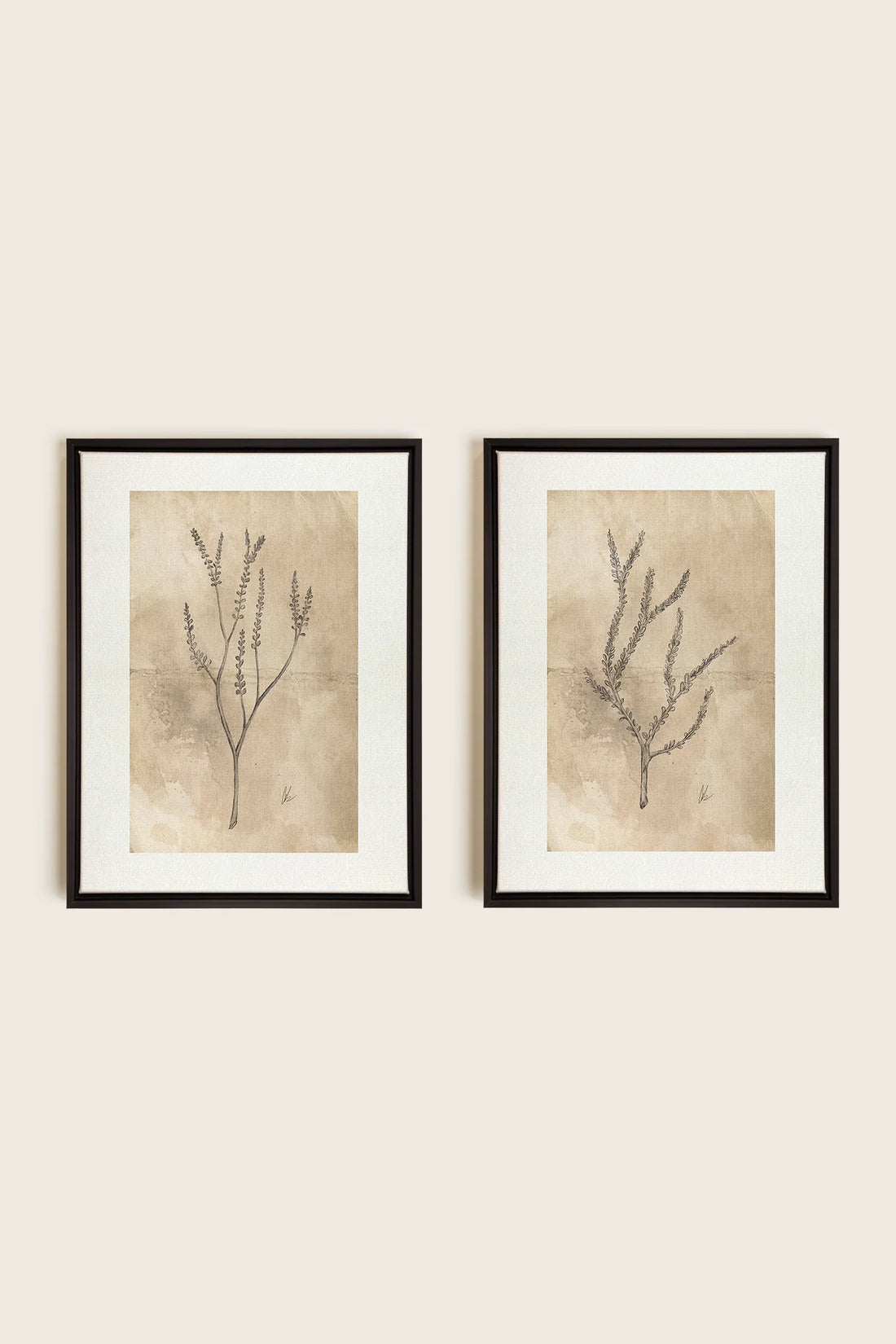 OLEKA CANVAS - COMBINAISON JADE WILSON, 2 Oeuvres sur toile étirée, encadré Noir