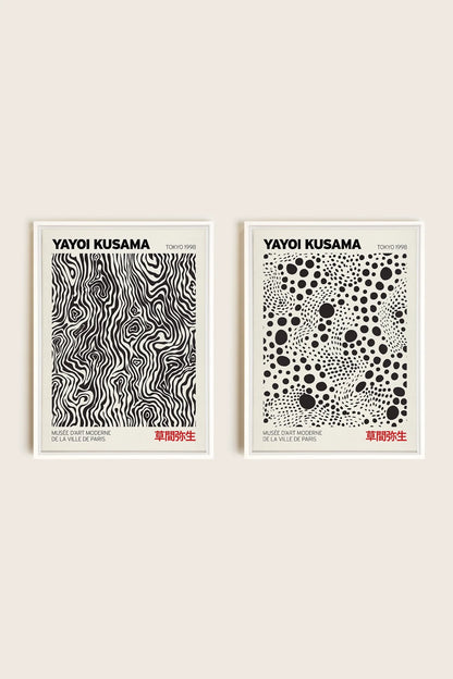 OLEKA CANVAS - COMBINAISON KUSAMA, 2 Oeuvres sur toile étirée, encadré Blanc