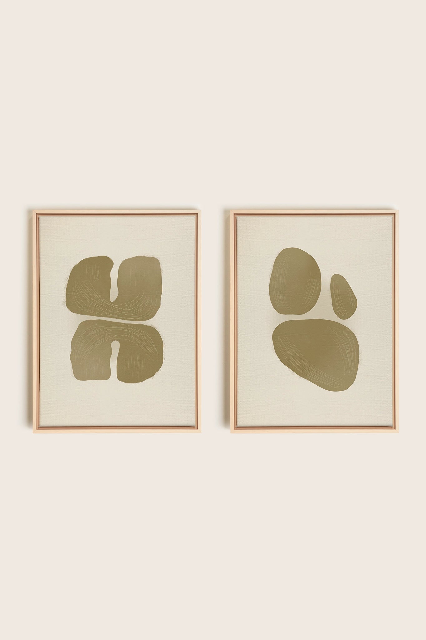 COMBINAISON M TON INTÉRIEUR, 2 Artworks on stretched canvas, framed Natural Light