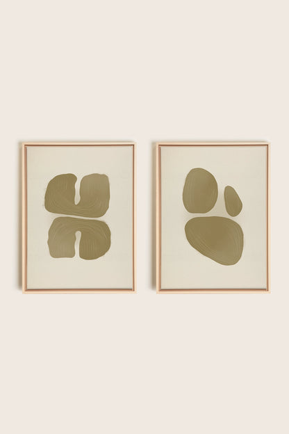 COMBINAISON M TON INTÉRIEUR, 2 Artworks on stretched canvas, framed Natural Light