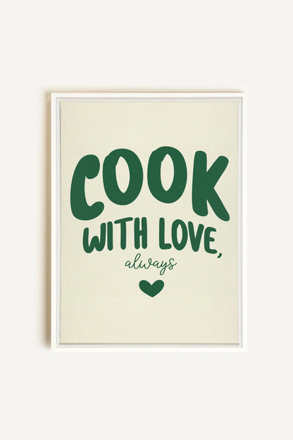 OLEKA CANVAS - COOK WITH LOVE, Oeuvre sur toile étirée, encadré Blanc