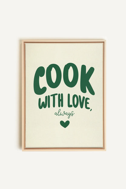 OLEKA CANVAS - COOK WITH LOVE, Oeuvre sur toile étirée, encadré Naturel Clair