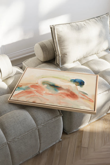 CORAL DRIFT, Oeuvre sur toile étirée, encadré Naturel Clair