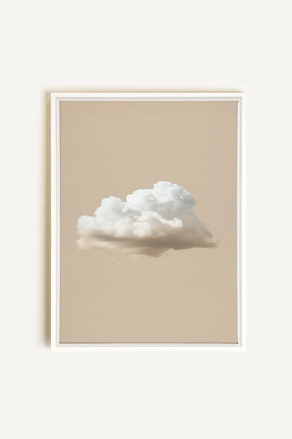 OLEKA CANVAS - CREAM CLOUD, Oeuvre sur toile étirée, encadré Blanc