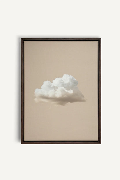 OLEKA CANVAS - CREAM CLOUD, Oeuvre sur toile étirée, encadré Brun Noyer