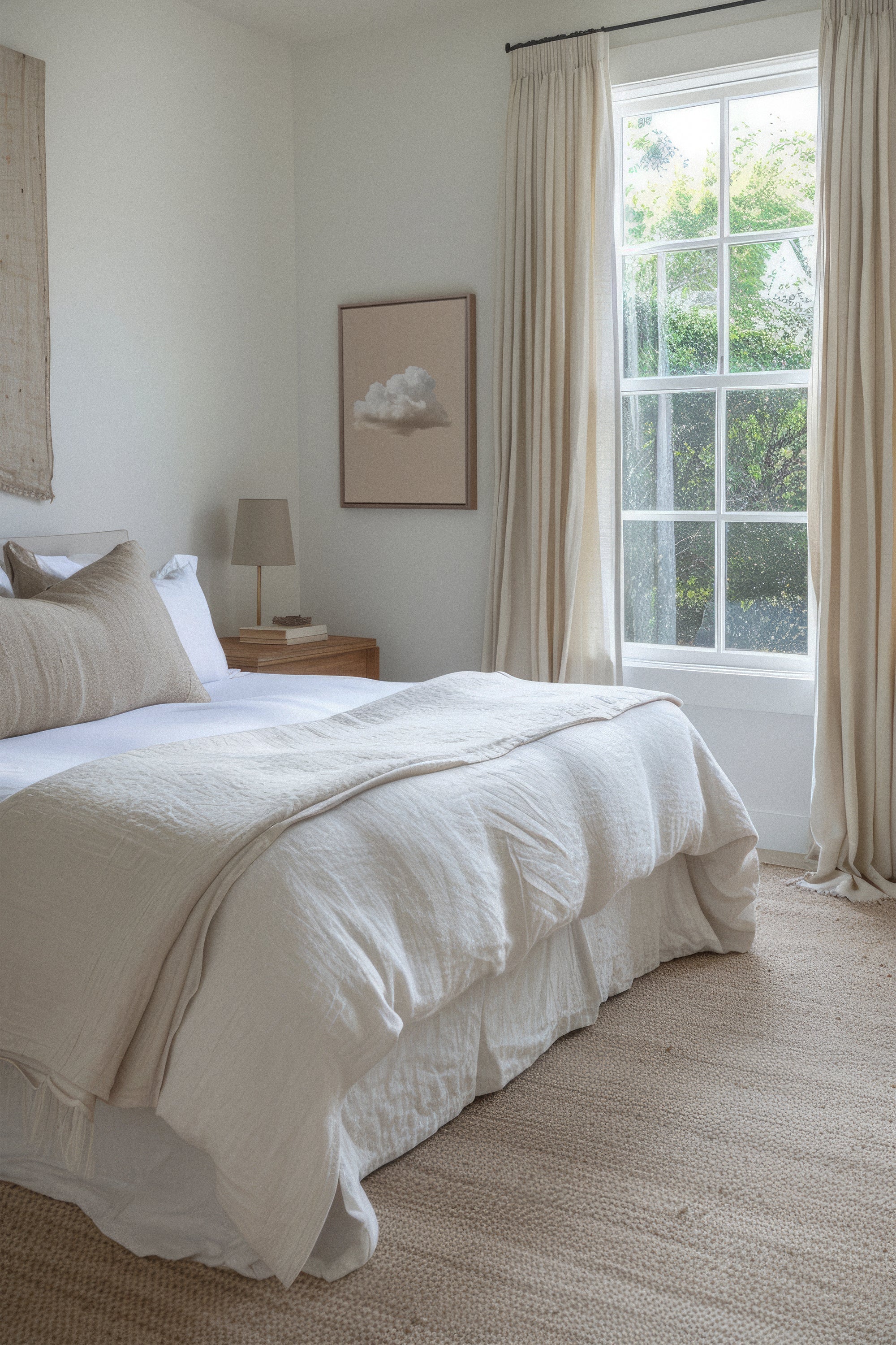 OLEKA CANVAS - CREAM CLOUD, Oeuvre sur toile étirée, encadré Brun Chêne