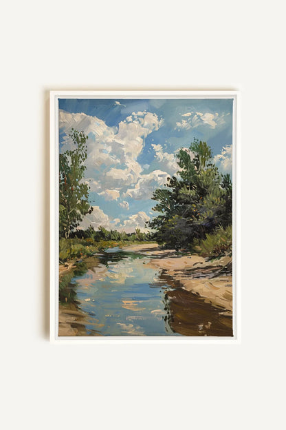 OLEKA CANVAS - CREEK MIRAGE, Oeuvre sur toile étirée, encadré Blanc