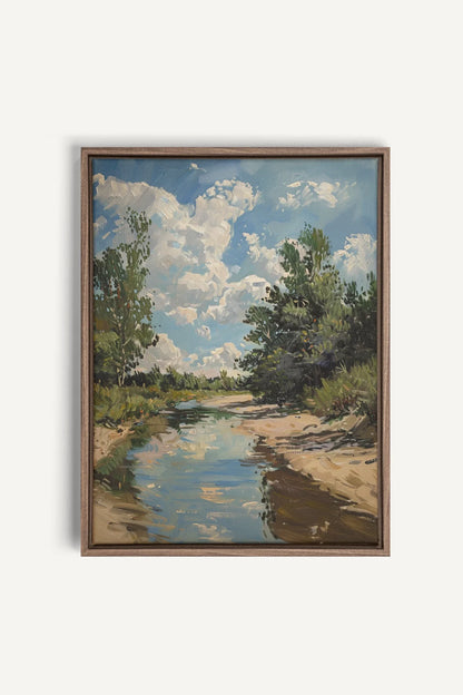 OLEKA CANVAS - CREEK MIRAGE, Oeuvre sur toile étirée, encadré Brun Chêne