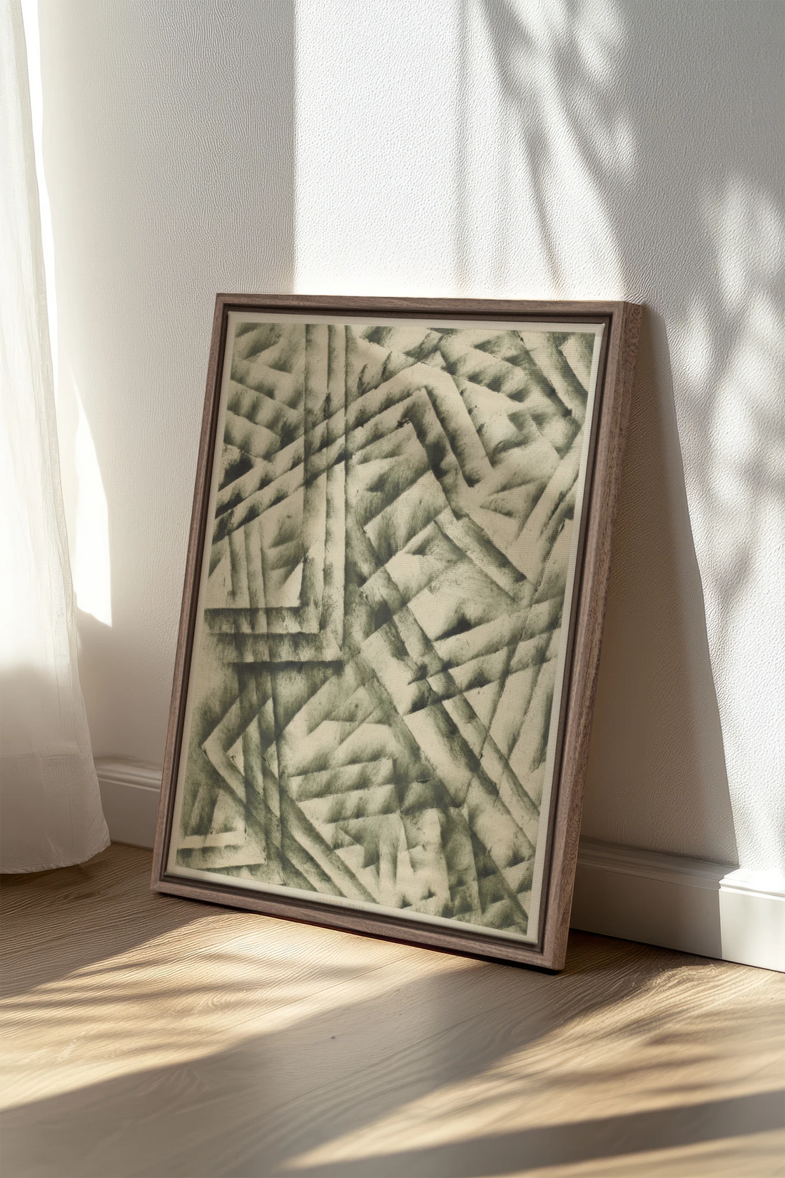 CROSSED LINES, Oeuvre sur toile étirée, encadré Brun Chêne