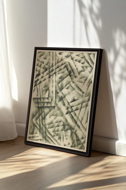 CROSSED LINES, Work on stretched canvas, framed Black