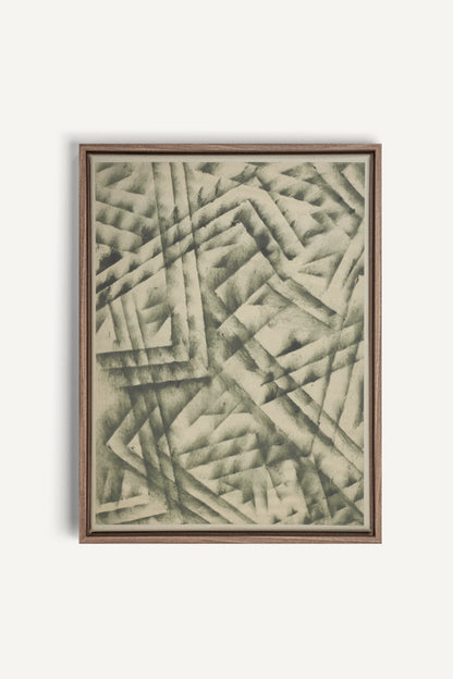 CROSSED LINES, Oeuvre sur toile étirée, encadré Brun Chêne
