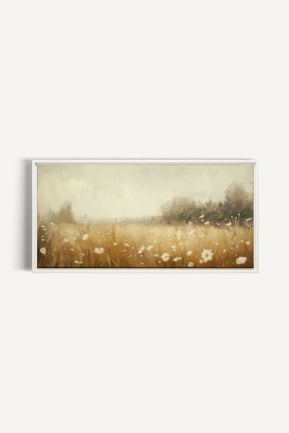 OLEKA CANVAS - Daisy Breeze, Oeuvre sur toile étirée, encadré Blanc