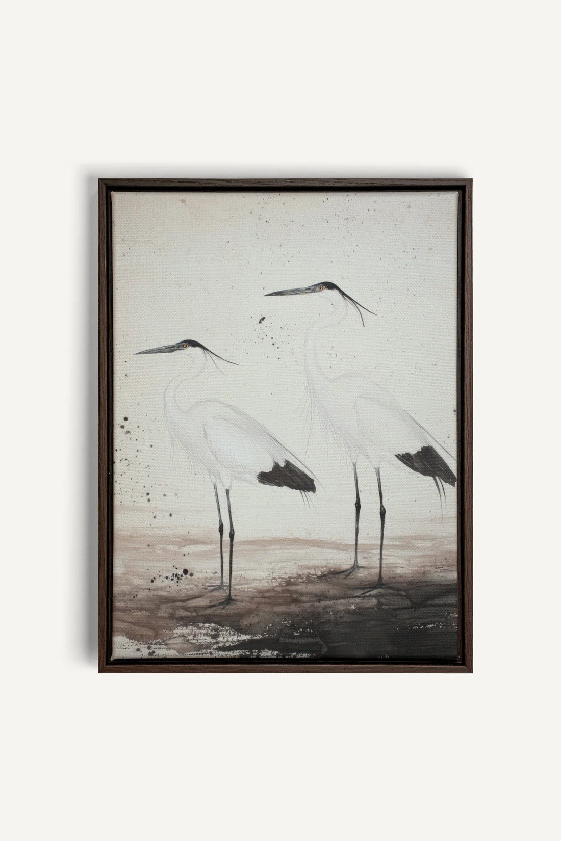 OLEKA CANVAS - DANSE DES PLUMES, Oeuvre sur toile étirée, encadré Brun Noyer