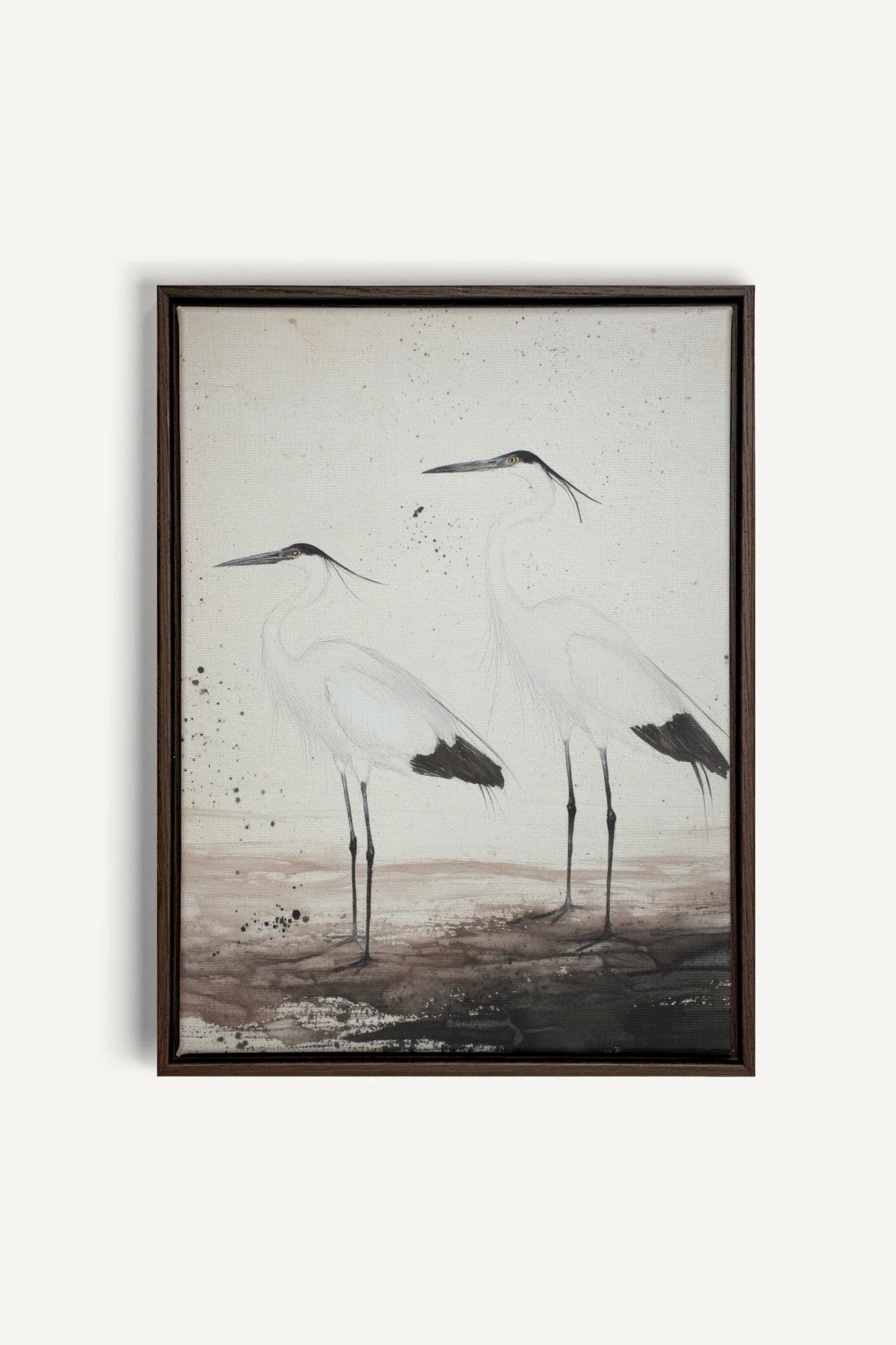 OLEKA CANVAS - DANSE DES PLUMES, Oeuvre sur toile étirée, encadré Brun Noyer